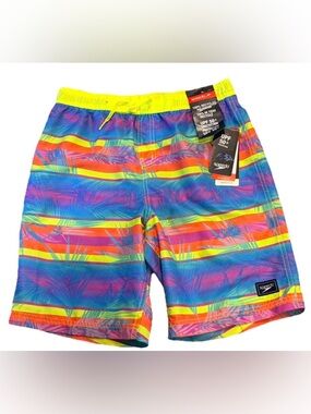 Speedo Boys Swim Trunks XL 18/20 Neon Tropical Rainbow NWT